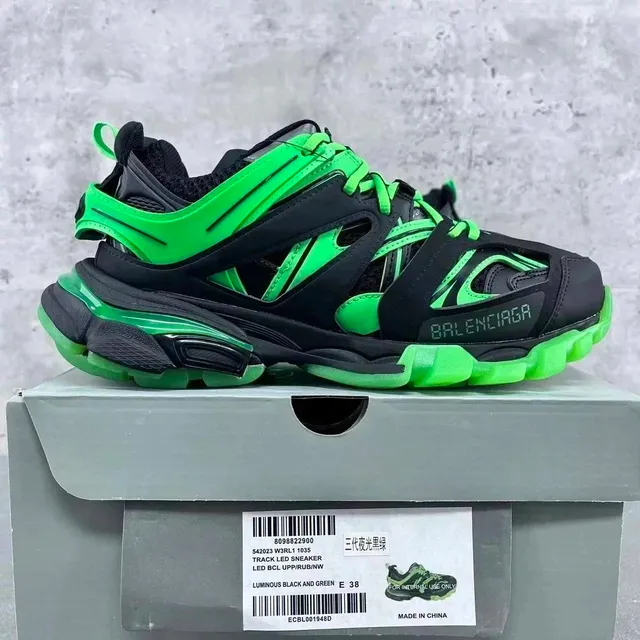 Balenciaga Speed Trainer Luminous Black and Green