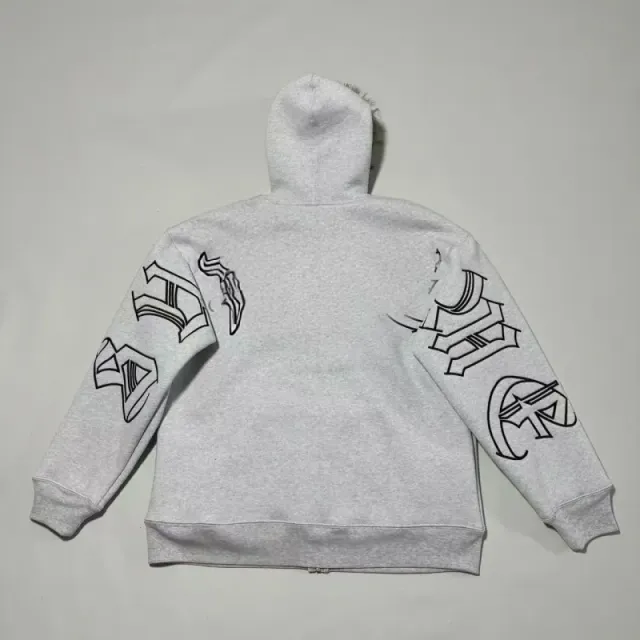 Chrome Hearts Zip-Up Hoodie Gothic Logo Print