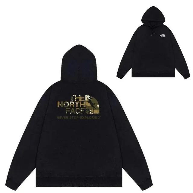 The North Face Hooded Sweatshirt Camouflage Logo Print