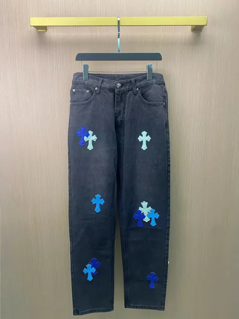Chrome Hearts Cross Patch Jeans Multi Cross Embroidery