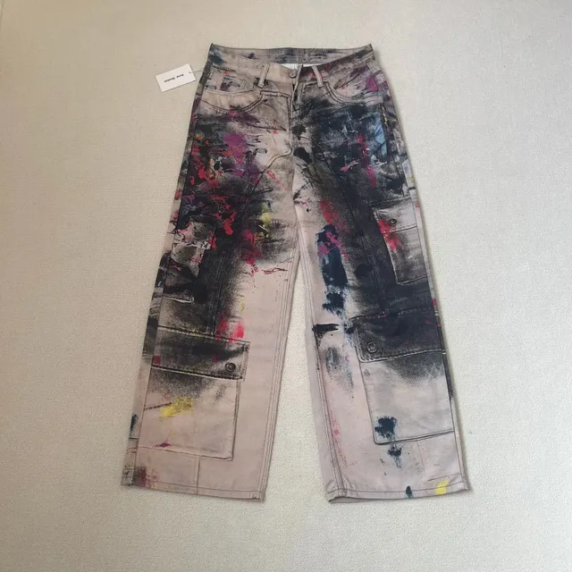 Acne Studios Paint Splatter Jeans Multi-Color Abstract Print