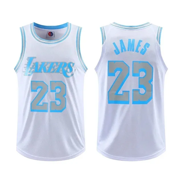 NBA Basketball Jersey White with Light Blue Trim