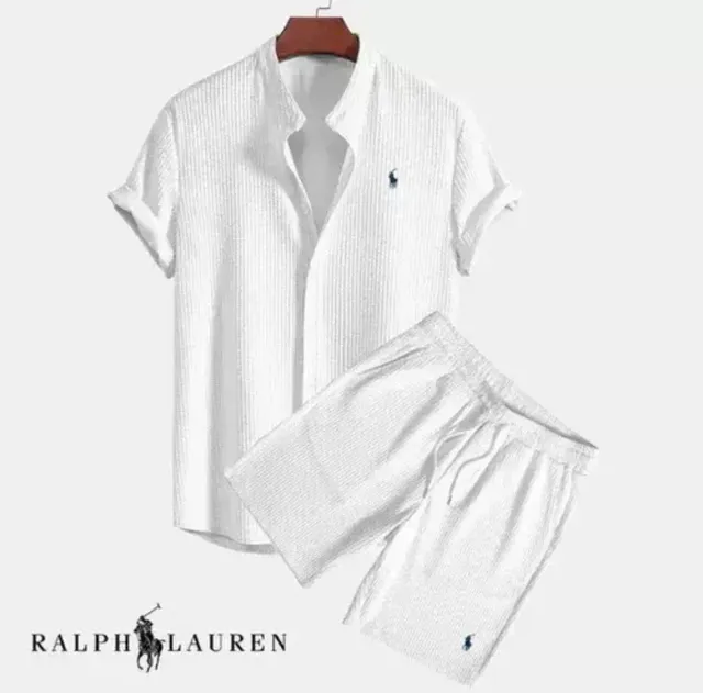 Polo Ralph Lauren Short-Sleeve Shirt and Shorts Set Ribbed Cotton