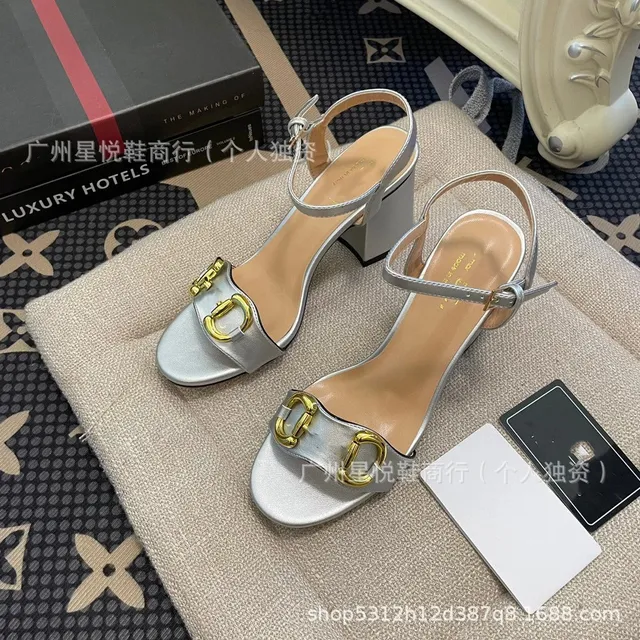 Gucci Horsebit 1955 Sandal Metallic Silver with Gold Horsebit