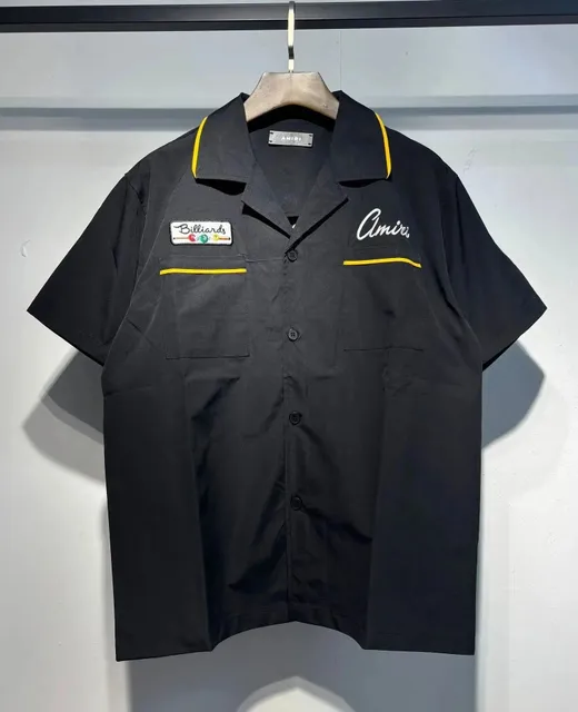 Amiri Billiards Shirt Black with Yellow Trim
