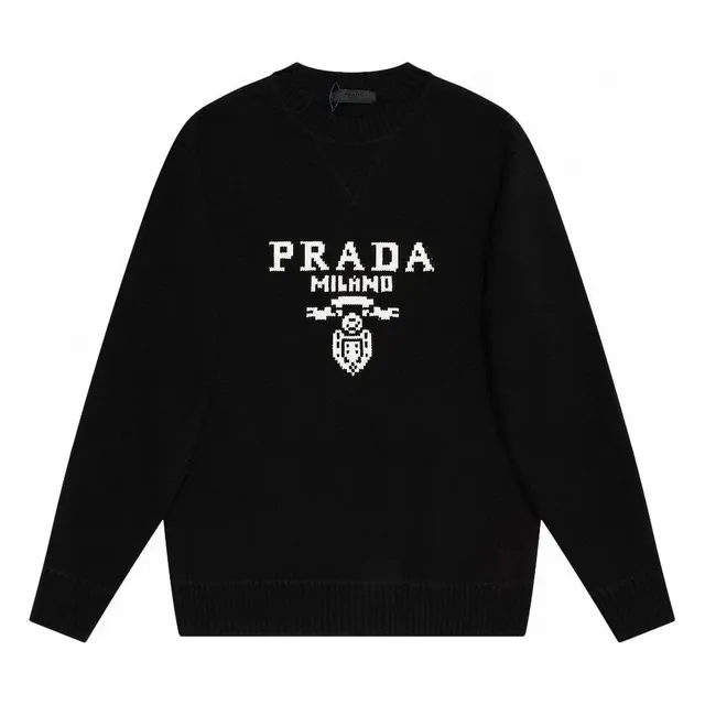 Prada Logo Knit Sweater Pixelated Logo