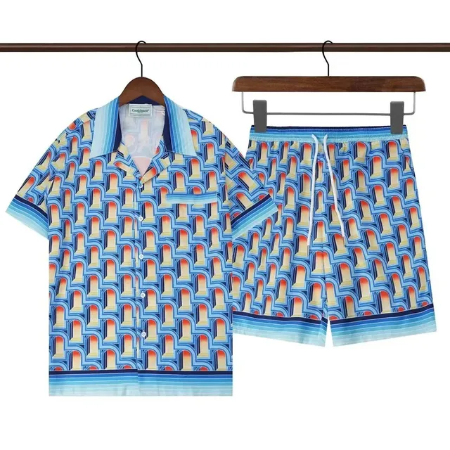 Casablanca Camp Collar Shirt and Shorts Set Arch Pattern