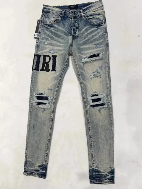 Amiri Distressed Logo Jeans Washed Black Logo