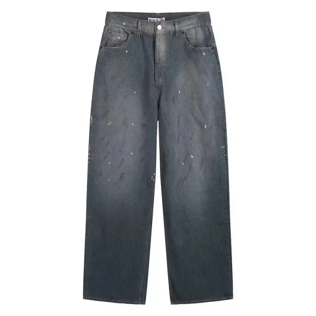 Acne Studios Paint Splatter Jeans Distressed Grey