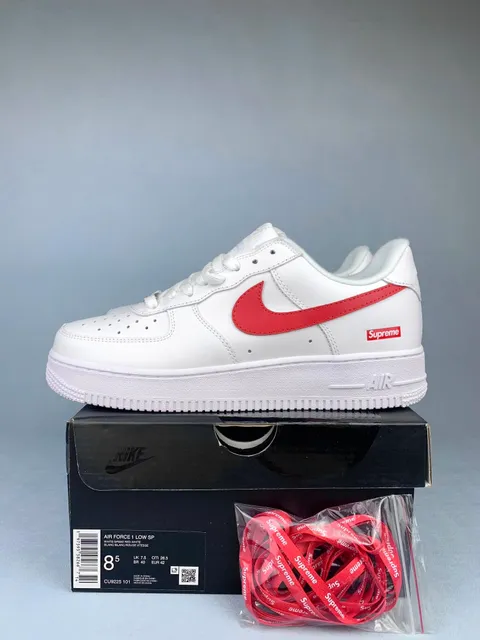 Nike × Supreme Air Force 1 Low SP White Speed Red-White