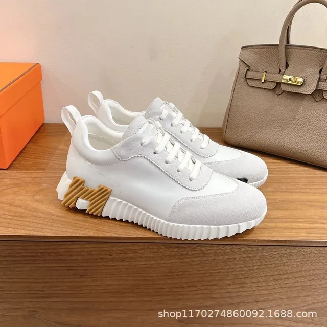 Hermès H-Stripes Sneaker White with Beige H Logo