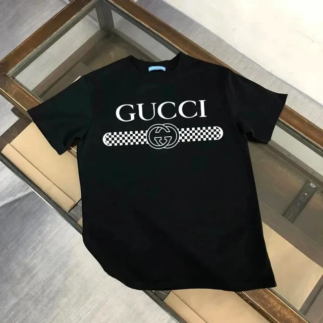 Gucci Logo T-Shirt Checkered Belt Print