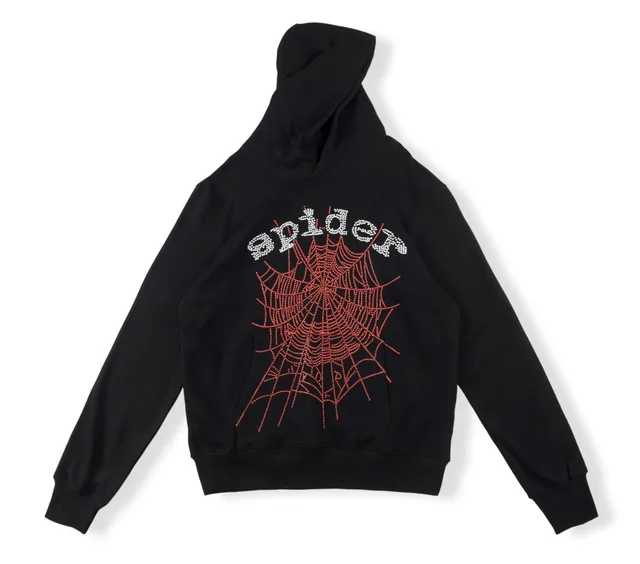 Sp5der Spider Hoodie Spiderweb Rhinestone