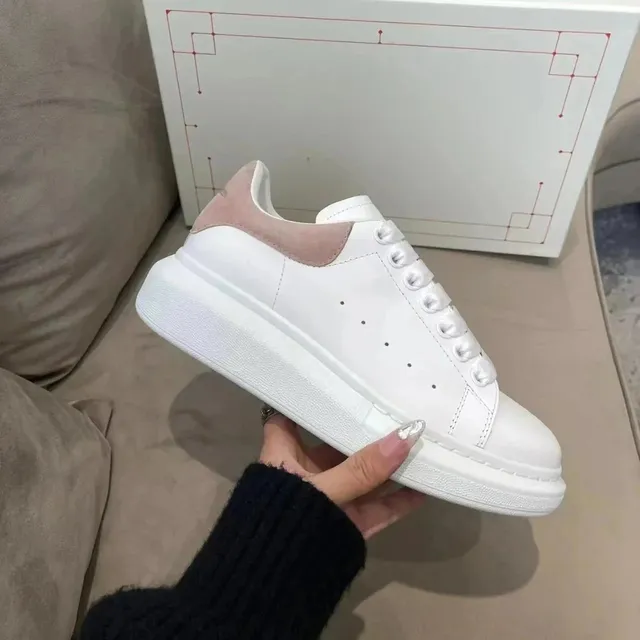 Alexander McQueen Oversized Sneaker White with Pink Suede Accent