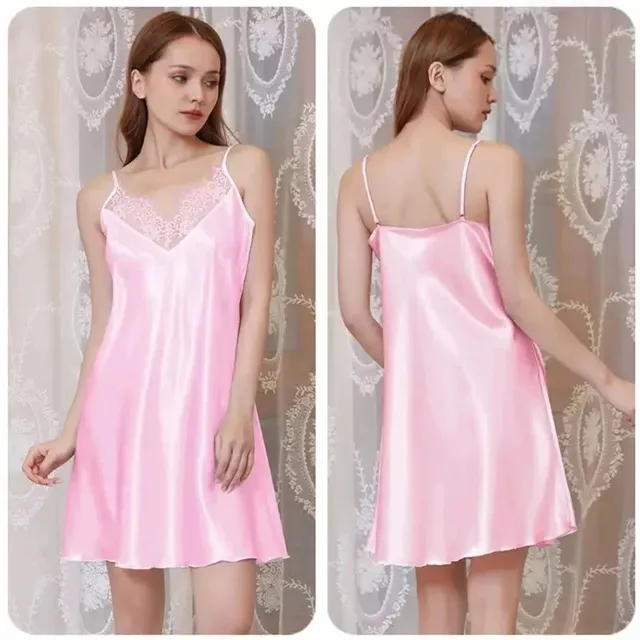 Silk Slip Dress Lace Trim