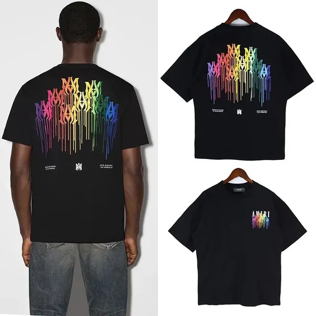 Amiri Graphic Tee Rainbow Drip Logo