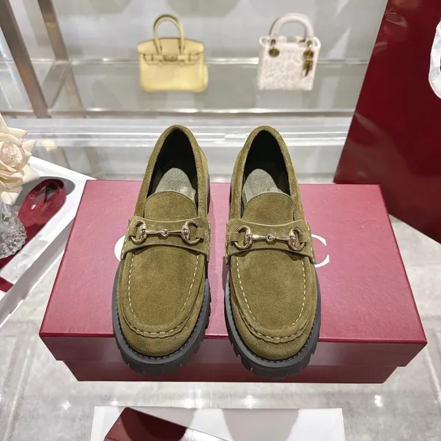 Gucci Horsebit Loafer Olive Suede