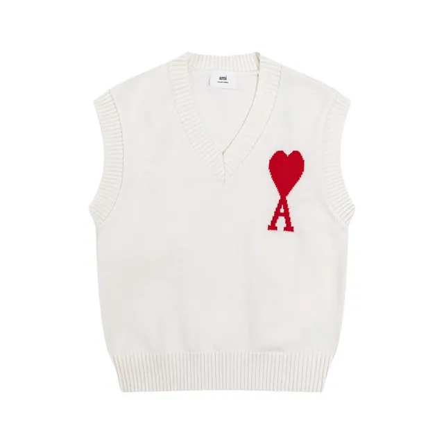 AMI Paris V-Neck Sweater Vest Heart Logo