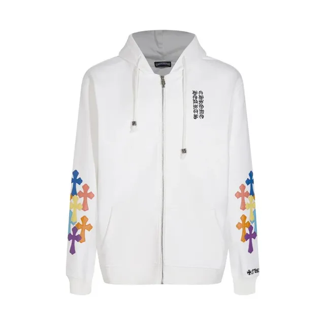Chrome Hearts Zip-Up Hoodie Multi-Color Cross Embroidery