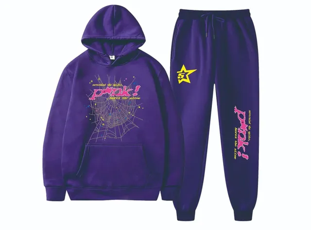 Sp5der Hoodie and Joggers Set Spider Web Print