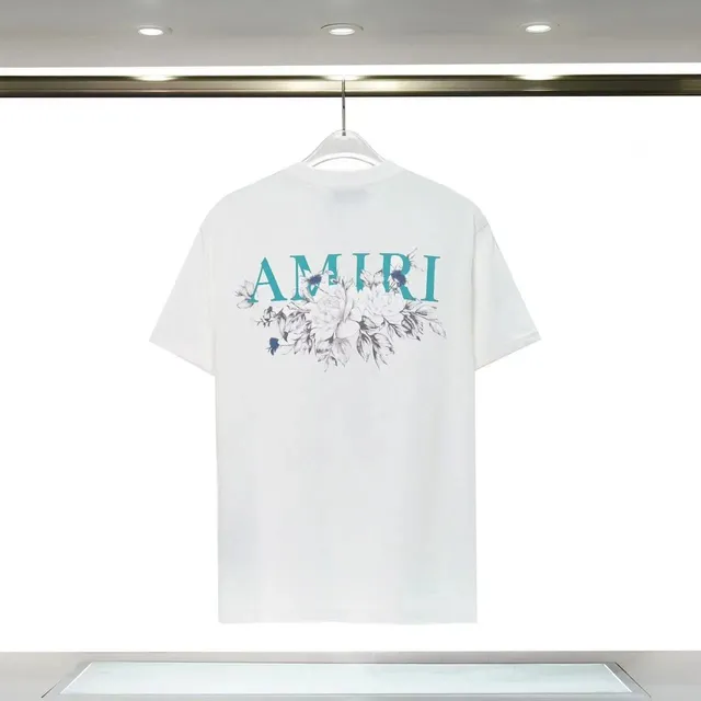 Amiri Floral Logo Tee Teal Floral Print