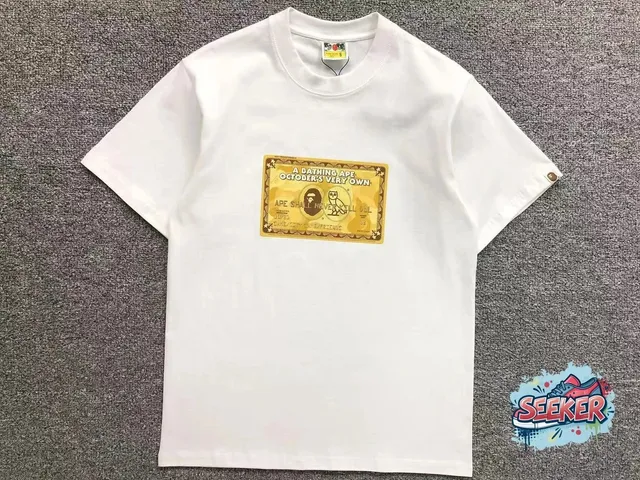 BAPE × Off-White Graphic T-Shirt Gold Card Print