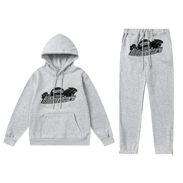 Trapstar Shooters Hoodie & Joggers Set Grey Logo Print
