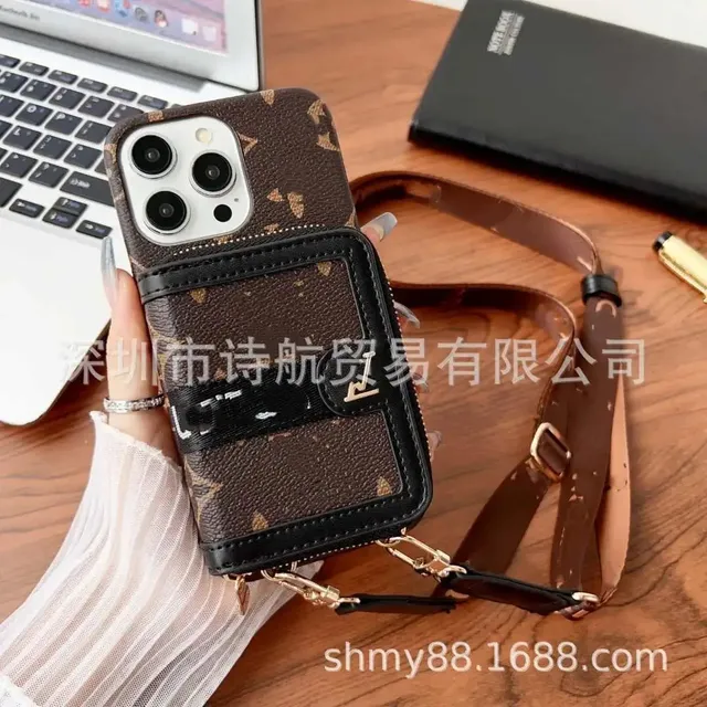 Louis Vuitton Phone Case Wallet with Strap Monogram Canvas