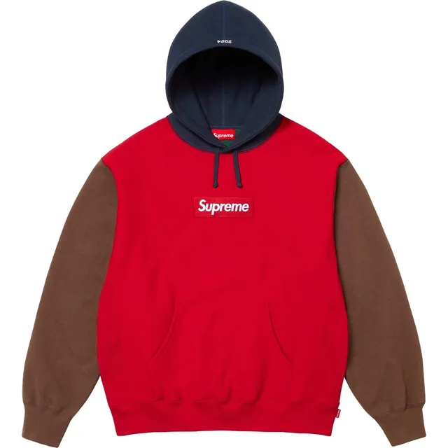 Supreme Box Logo Hooded Sweatshirt Red/Brown/Navy