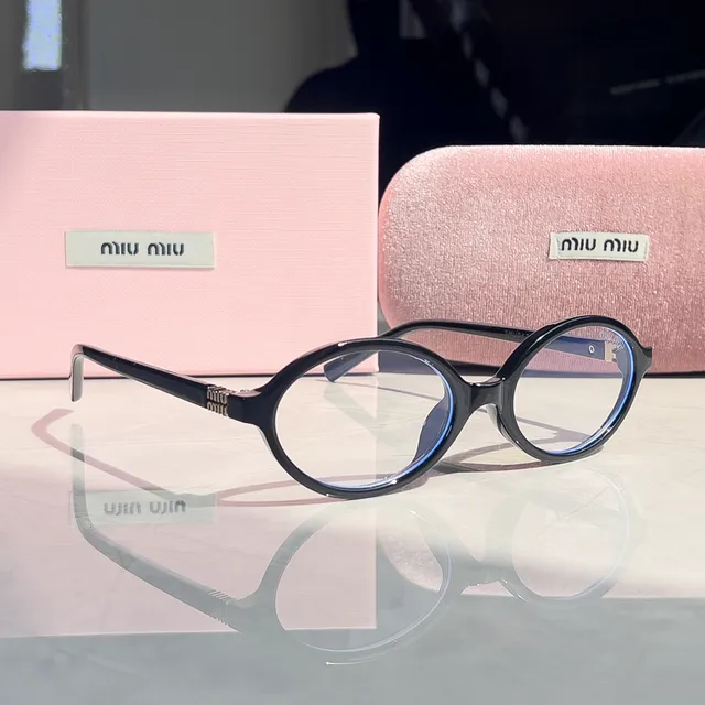 Miu Miu Round Optical Glasses Black Frame with Blue Inner Rim