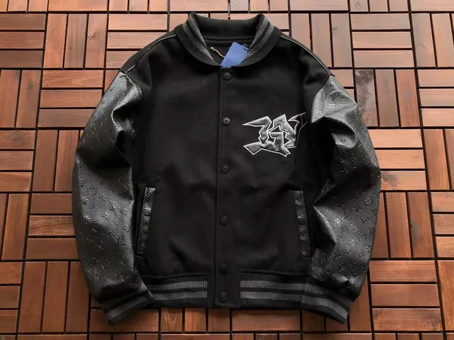 Louis Vuitton × Travis Scott Varsity Jacket Monogram Leather Sleeves