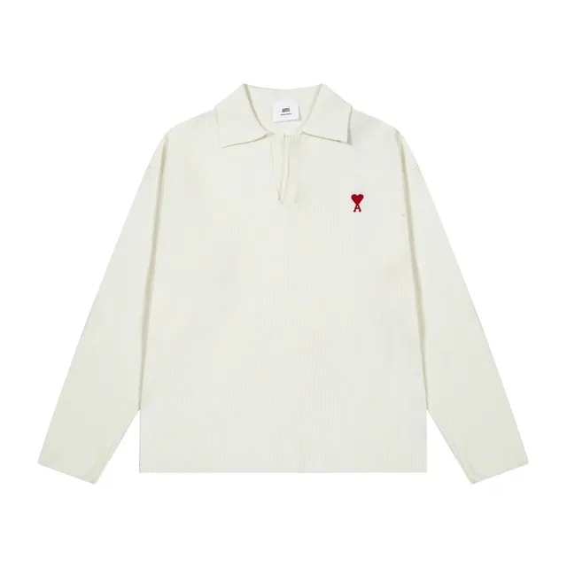 AMI Paris Polo Shirt Corduroy with Heart Logo