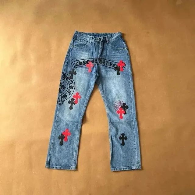 Chrome Hearts Jeans Cross Embroidery