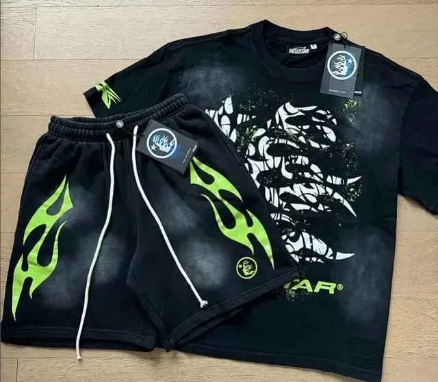 Hellstar Flame Graphic Set Black with Neon Green Flames