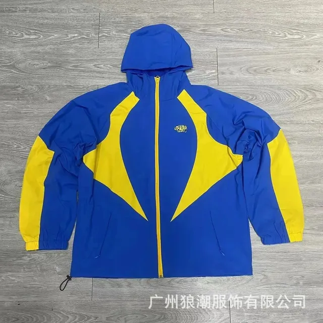 Syna World Windbreaker Jacket Royal Blue Yellow Panel