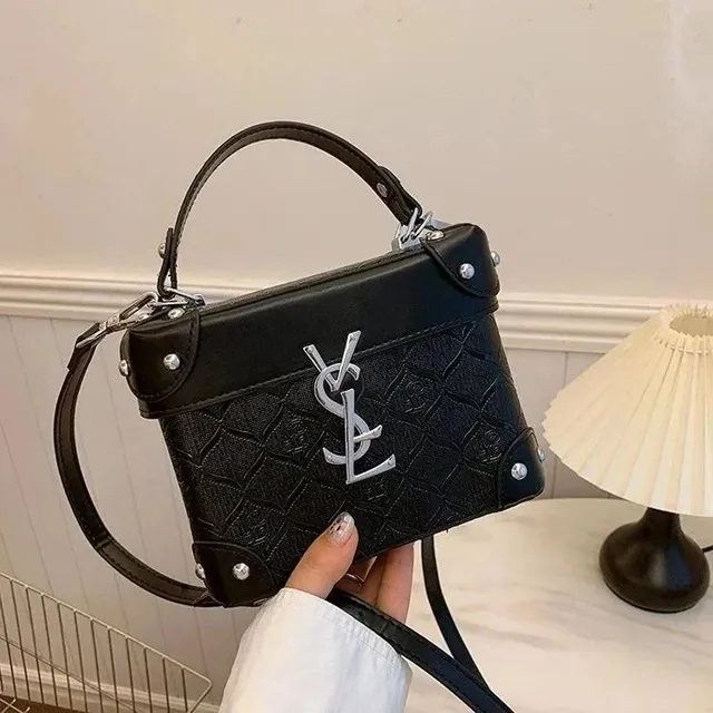 Saint Laurent Mini Box Bag Quilted Leather with YSL Logo