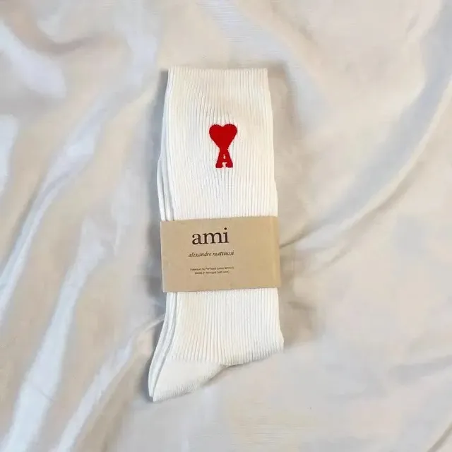 AMI Paris Logo Socks Heart Logo