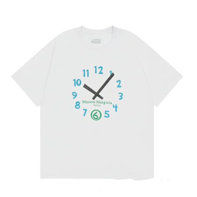 Maison Margiela Clock Print T-Shirt Blue and Green Clock Graphic