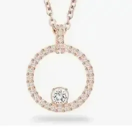 Circle round diamond rose gold necklace