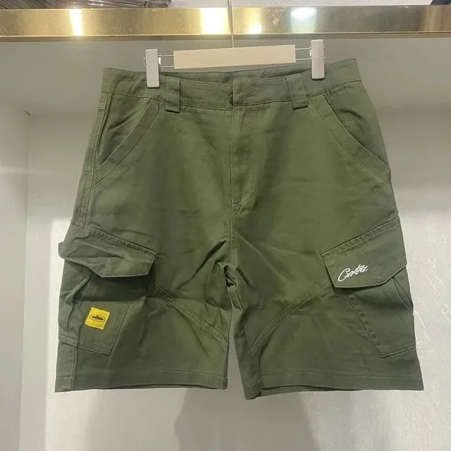 Corteiz Cargo Shorts Olive with Logo Patch