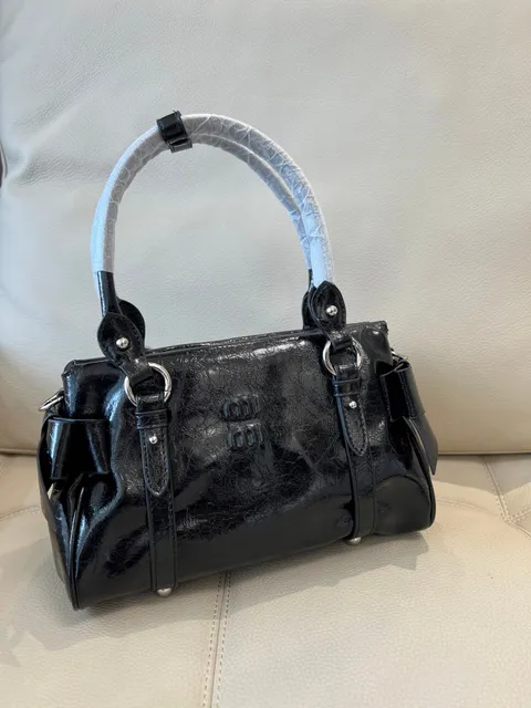 Miu Miu Bow Bag Crinkled Patent Leather