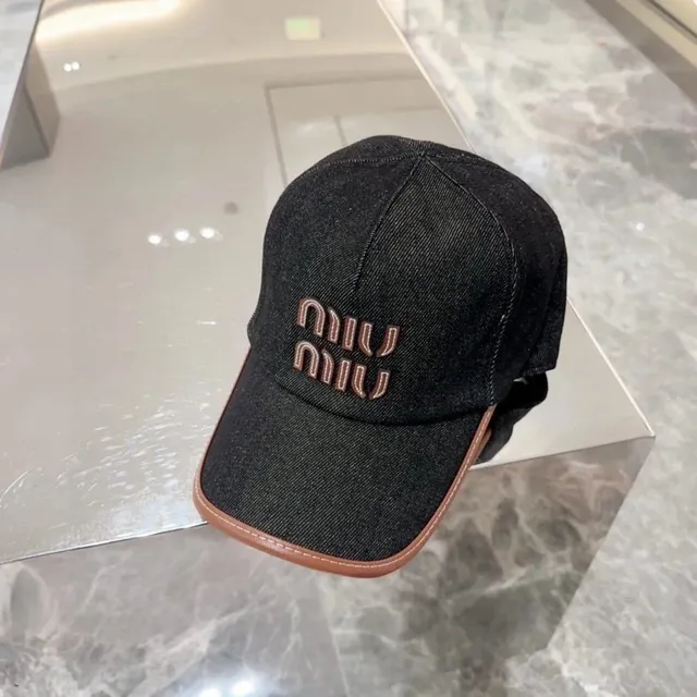 Miu Miu Baseball Cap Denim with Logo Embroidery