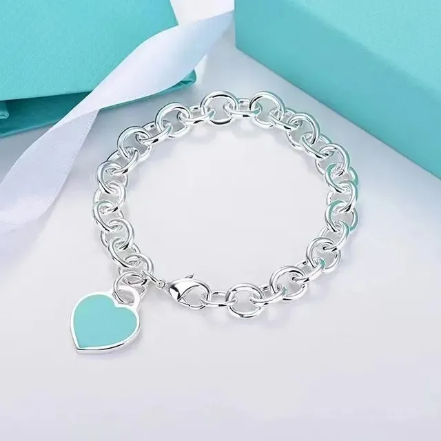 Tiffany & Co. Return to Tiffany Heart Tag Bracelet Sterling Silver with Robin's Egg Blue Enamel
