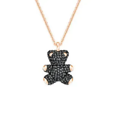 Gun black teddy bear necklace