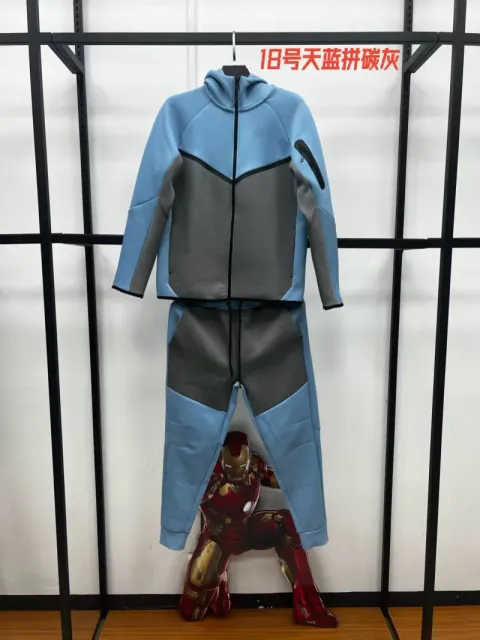 Sky blue and charcoal gray suit