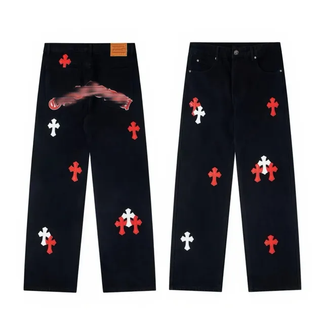 Chrome Hearts Cross Patch Jeans Multi Cross Embroidery
