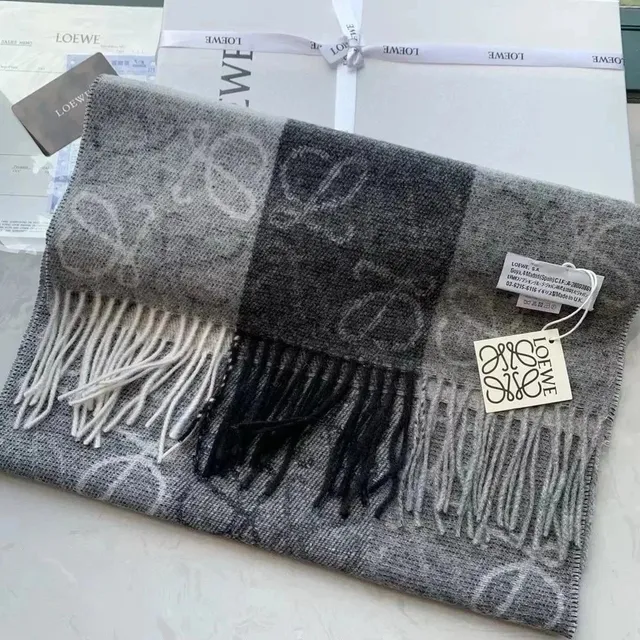Loewe Logo Scarf Gradient Check with Anagram Print