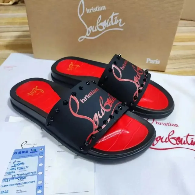 Christian Louboutin Slide Sandal Studded Logo
