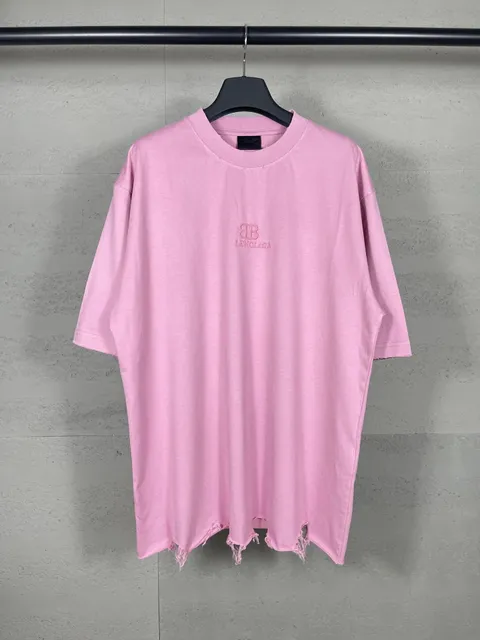 Balenciaga Logo T-Shirt Distressed Hem