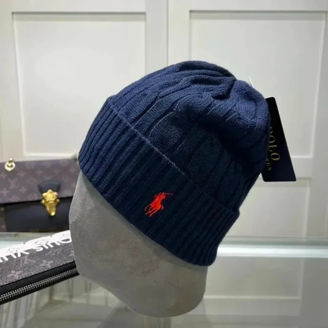 Polo Ralph Lauren Cable Knit Beanie Orange Pony Logo
